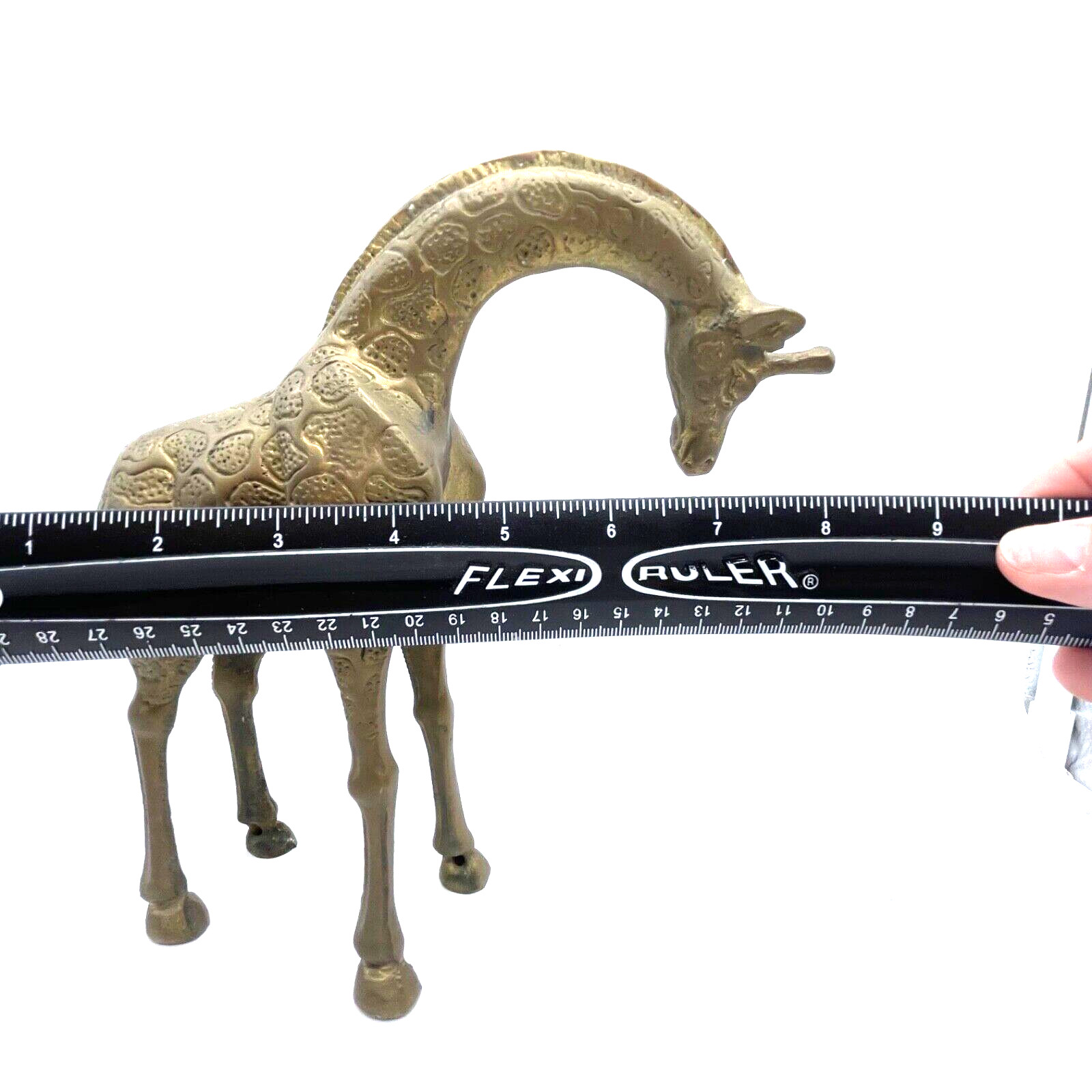 Vintage Mid Century Modern SOLID Brass Giraffe Figurine Statue 8" x 8" x 4"