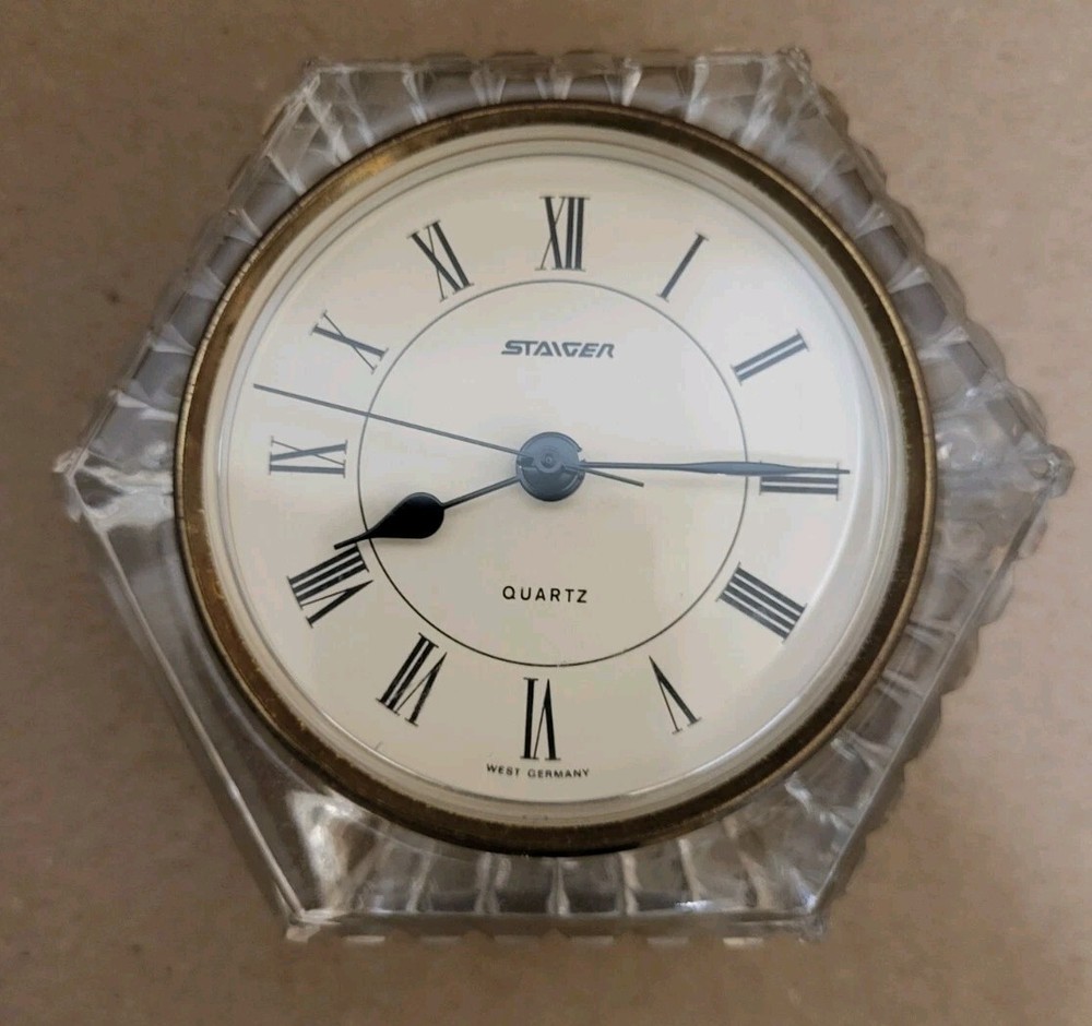 Staiger Vintage Crystal Octagon Clock Tested Works