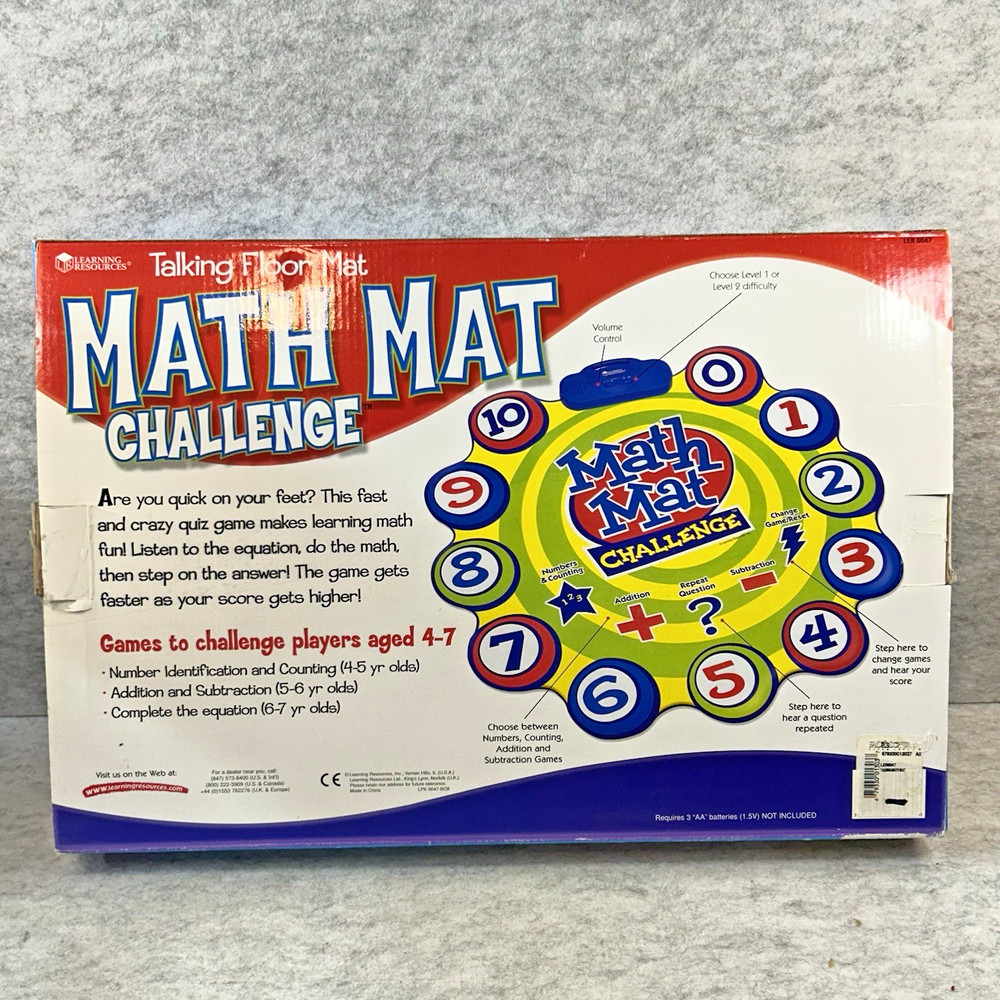 Math Mat Challenge 34" Talking Floor Mat Quiz Game - Learning Resources - Works!