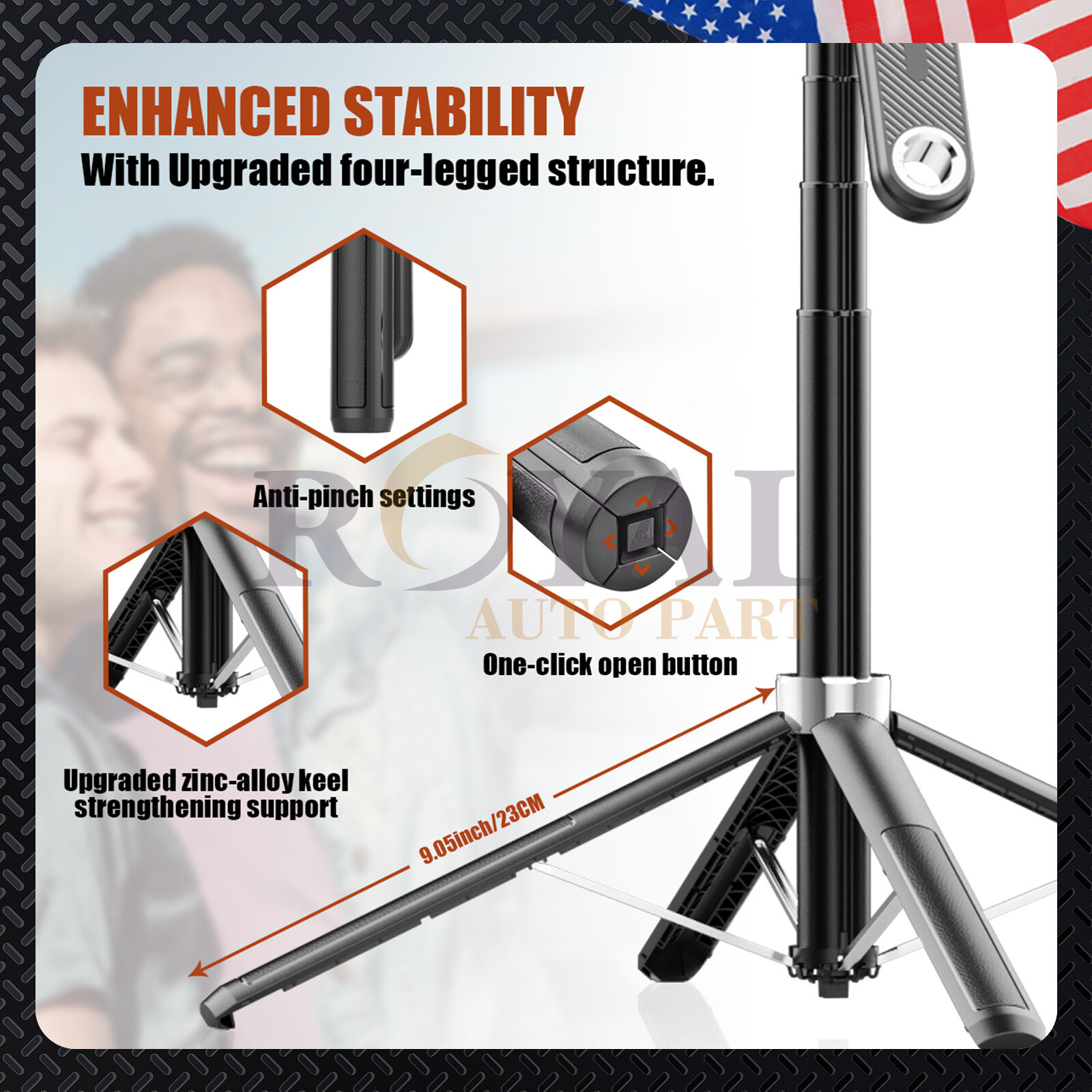 71''Smart Tracking Selfie Stick & Tripod Stand with 360°Rotation 2LED Fill Light