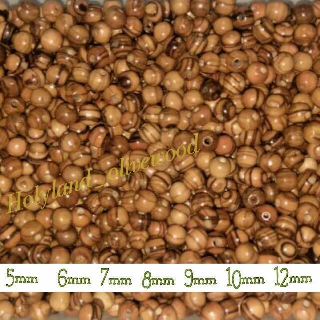 Olive Wood Round Beads Polished Rosary Jewelry Holy land Bethlehem Jerusalem
