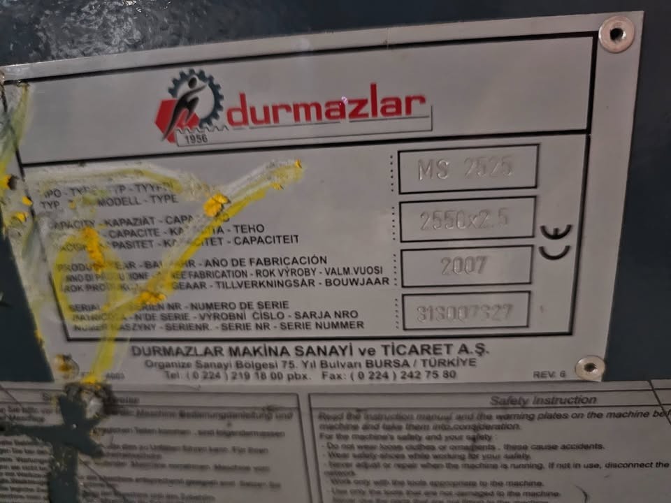 Durma MS 2525 Shear