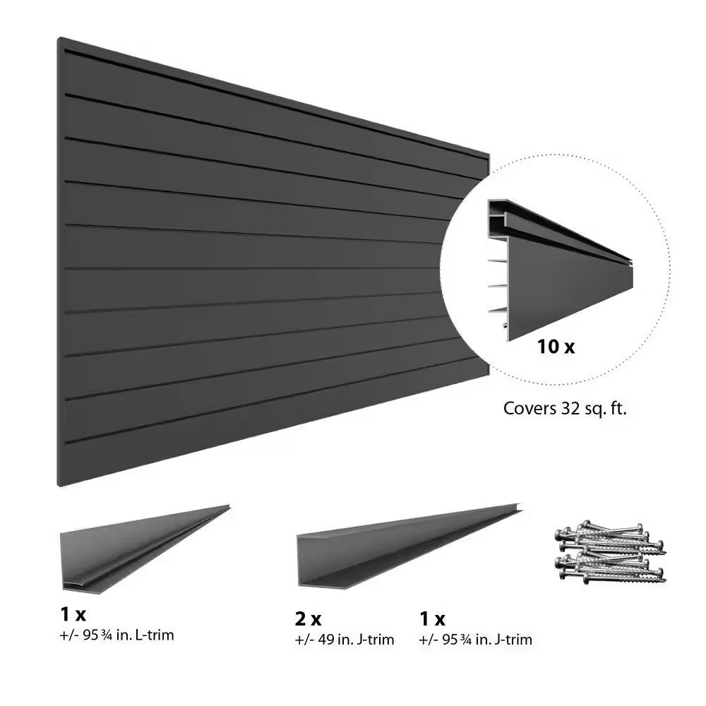 PVC Slatwall 8 Ft. X 4 Ft. Charcoal