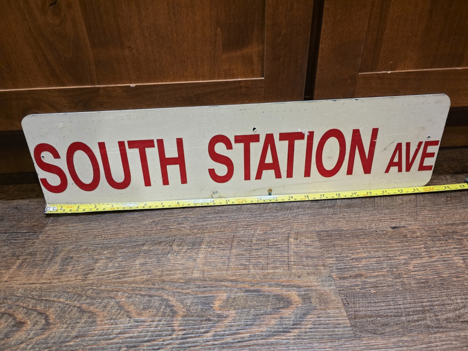 Vintage Boston South Station Ave Street Sign MBTA Railroad Transit History Hub