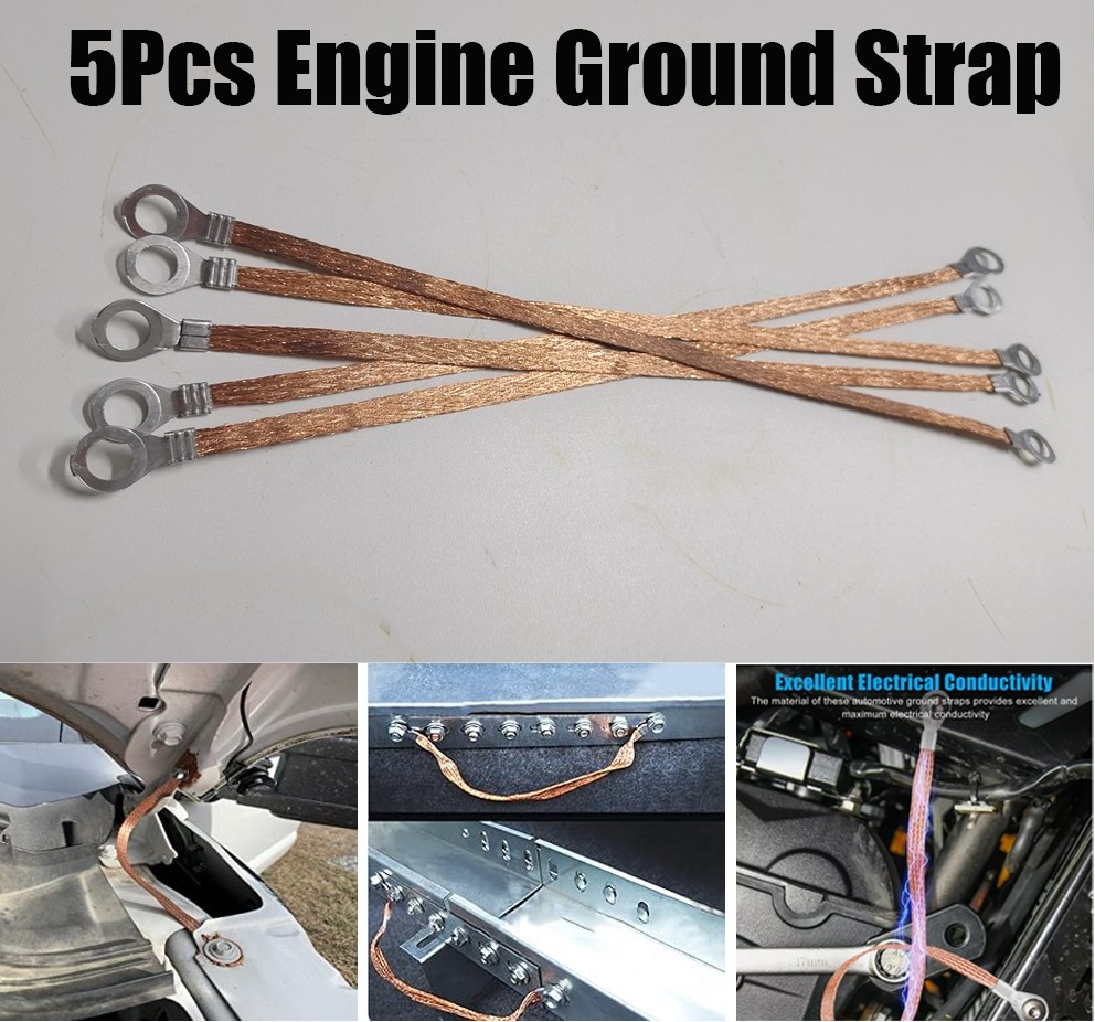 5x Engine Ground Strap Copper Cable Kit For Car Truck Firewall Engine Body Frame