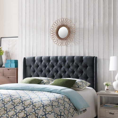 Upholstered Wingback Headboard,  Sturdy Structure, King Size, Black ,Canada