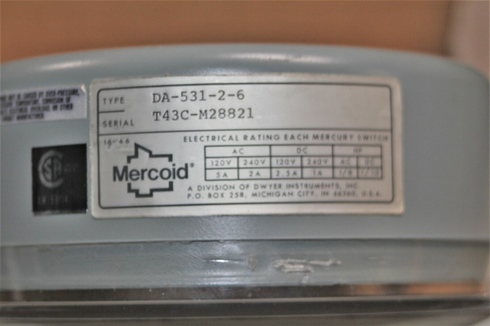 Mercoid Controls Control Switch DA-531-2-6
