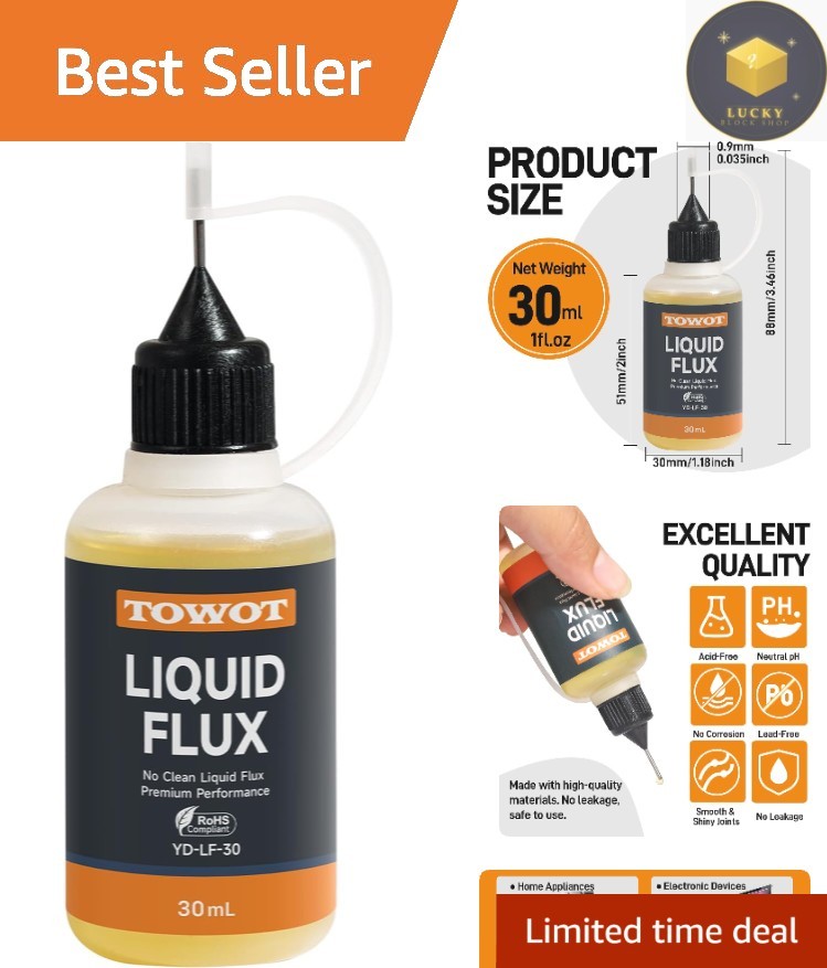 Versatile 30ml No-Clean Solder Flux for Electronics, Copper, and Silver Projects