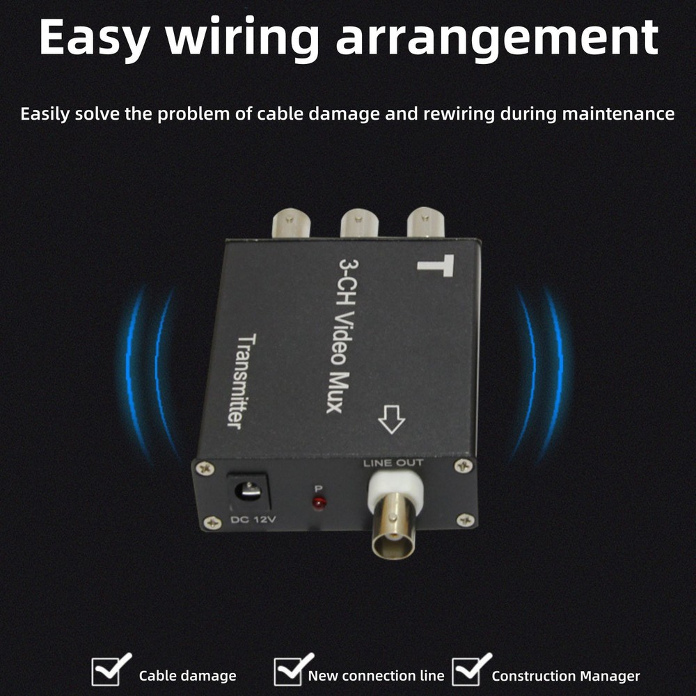 1set Extender Receiver&Transmitter 3CH Video Multiplexer For Analog Camera CCTV