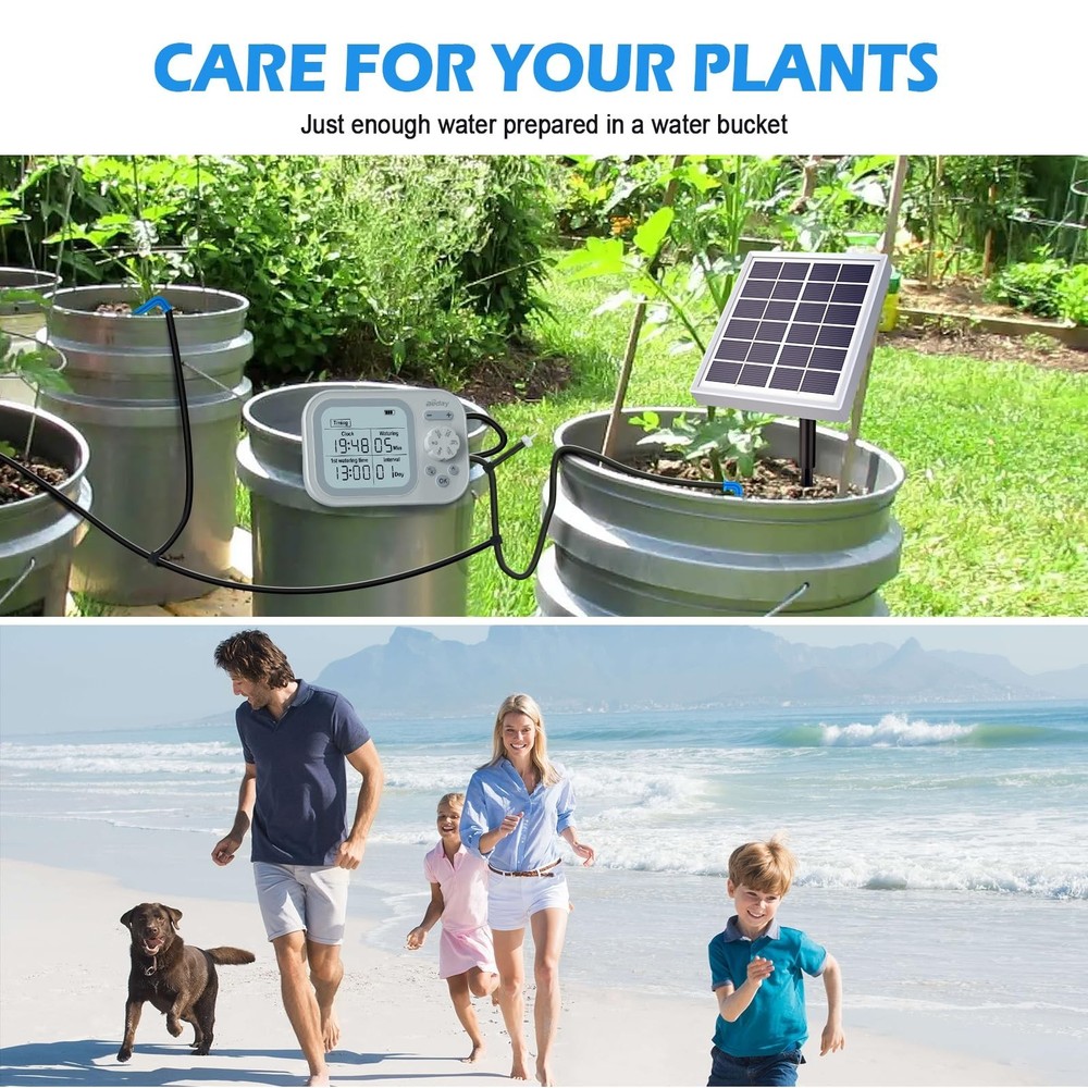 Solar Automatic Drip Irrigation System Houseplant Auto Self Watering Device W...
