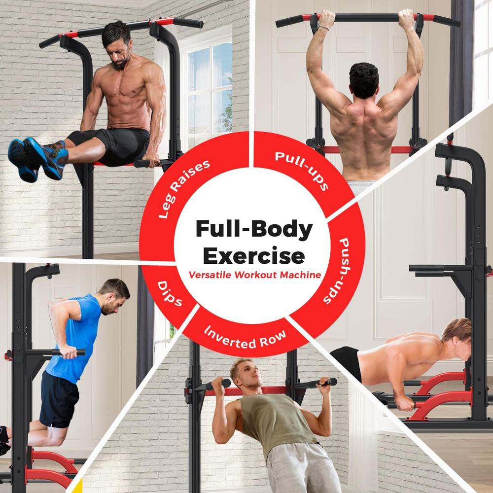 Pull up Bar Dip Bar Power Tower Workout Dip Station Height Adjustable Free Stand
