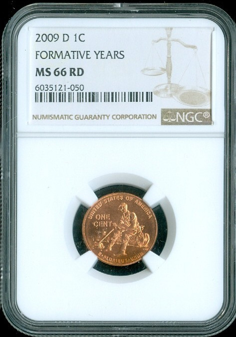 2009 D LINCOLN FORMATIVE CENT NGC MS66 RD