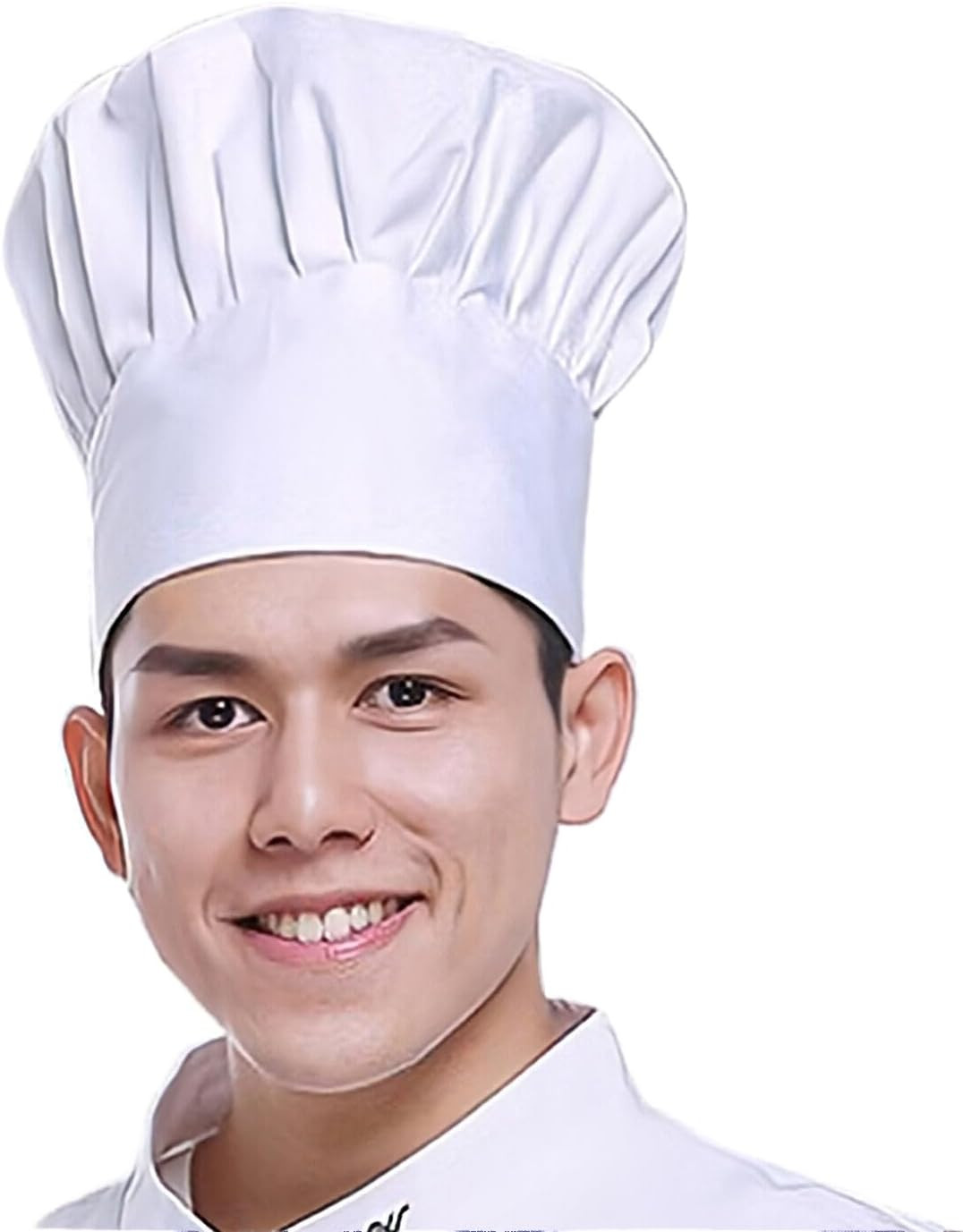 Hib White Cotton Chef Hat Adjustable Elastic Band Adults