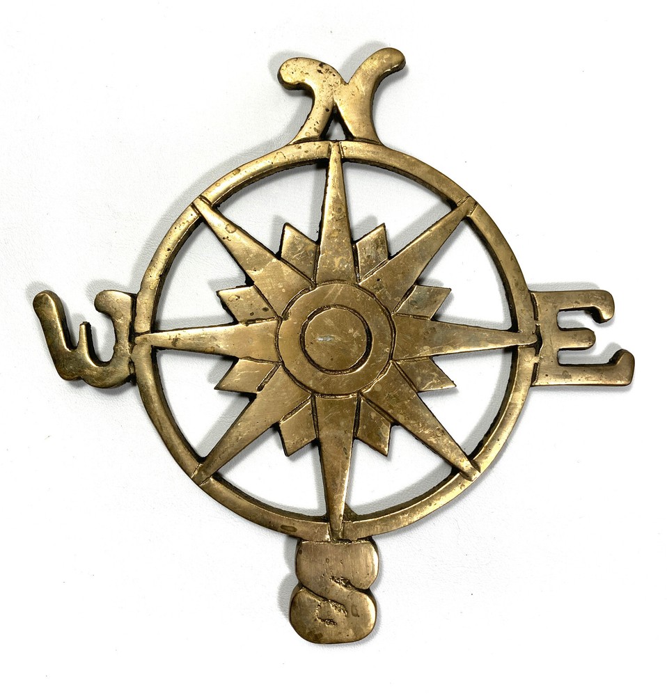 Vintage Brass Nautical Compass Trivet c1970s by PENCO