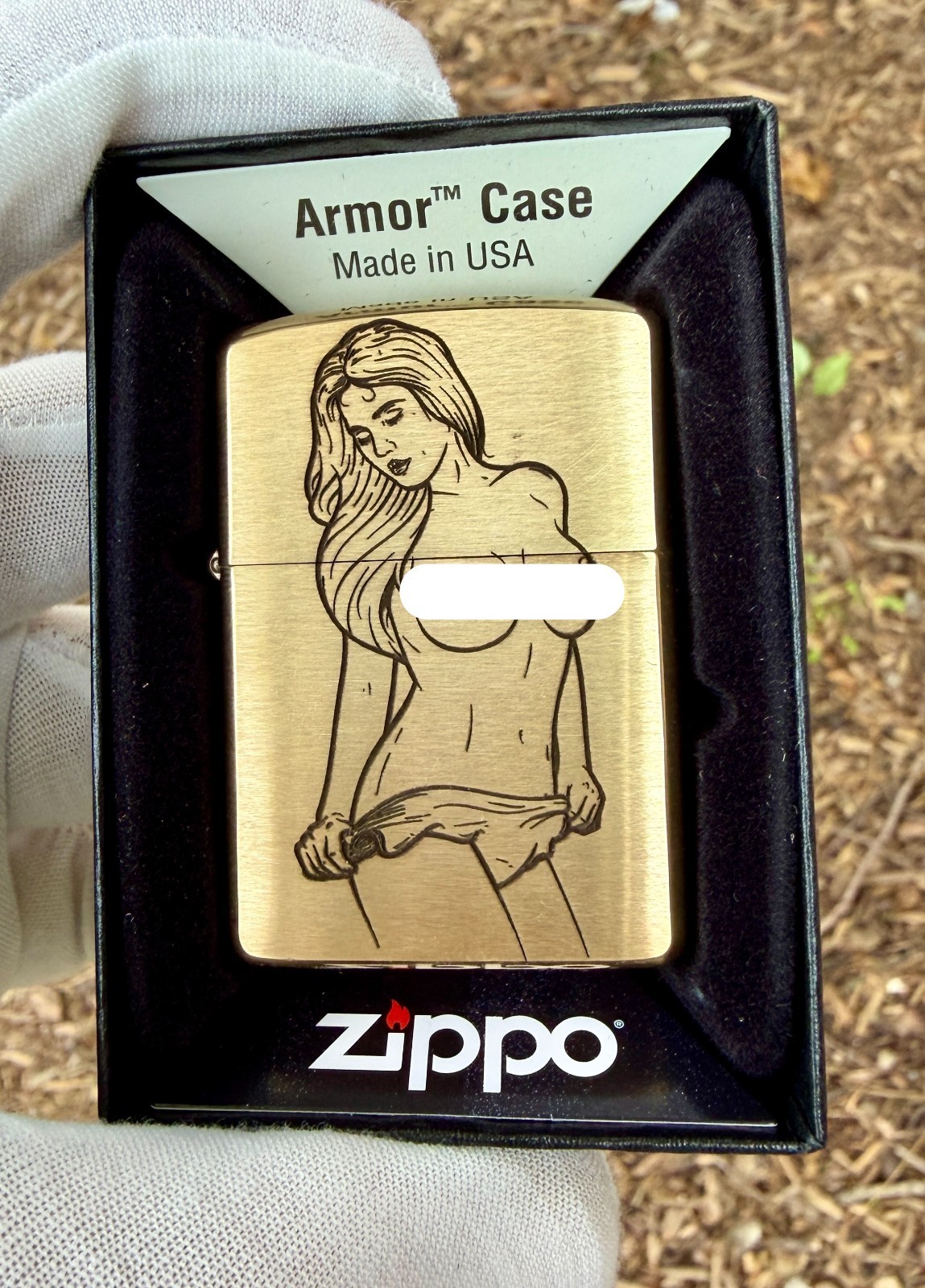 Vintage Pinup Girl Engraved Brass Armor Zippo Lighter – Made & Engraved USA