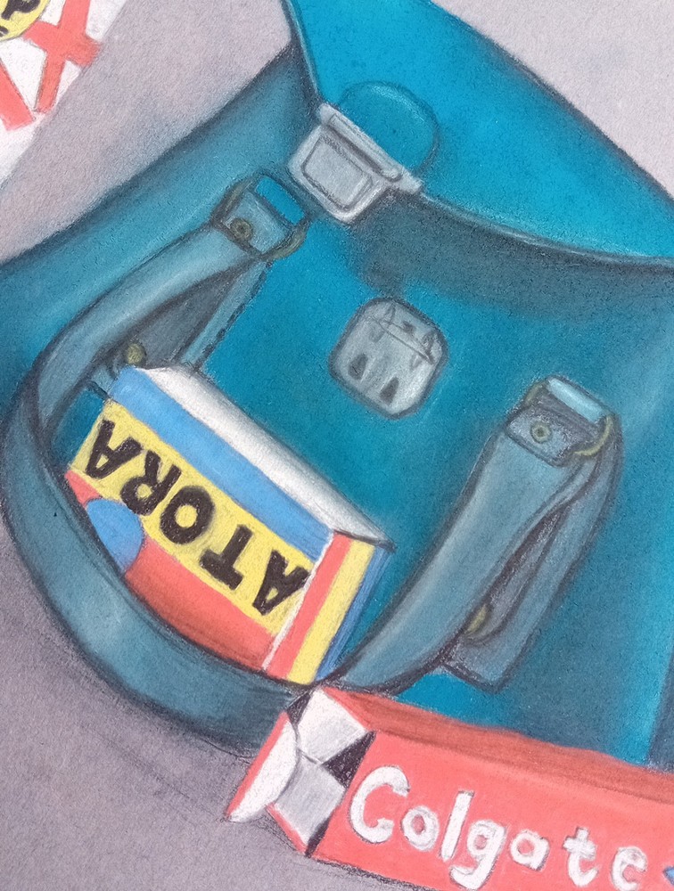 vintage Chalk Pastel Drawing Stilllife