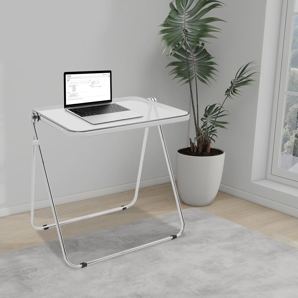 Clear Folding Table - Portable Home Office Desk & Indoor Side Table