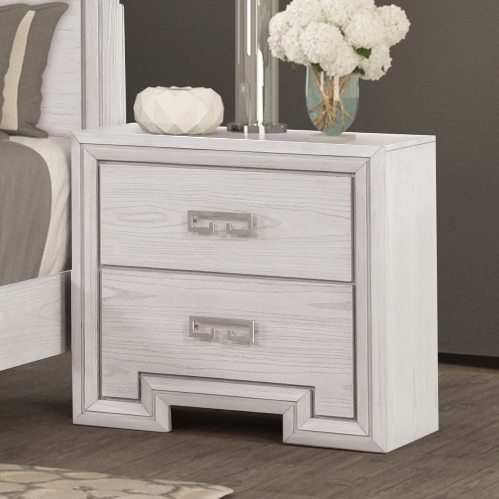 Transitional Style Queen 5pc Bed Dresser Mirror Nightstand Chest Set