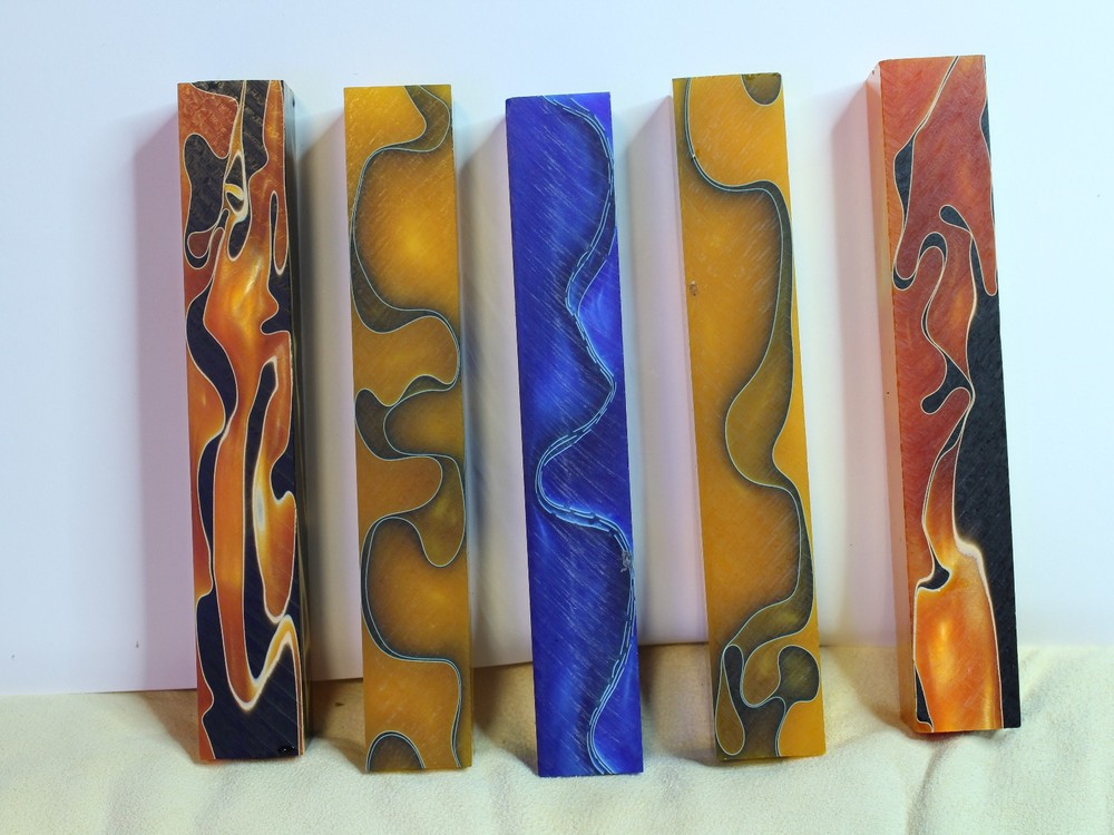 Premium Swirl Acrylic Knife Handle Blanks – 5 Piece Set