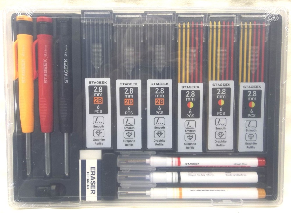 STAGEEK CARPENTERS PENCIL MARKERS 44pc KIT 36 REFILLS