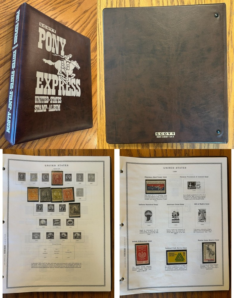 Scott Pony Express United States (US) Stamp Album 50+ Stamps Included 1893-1973