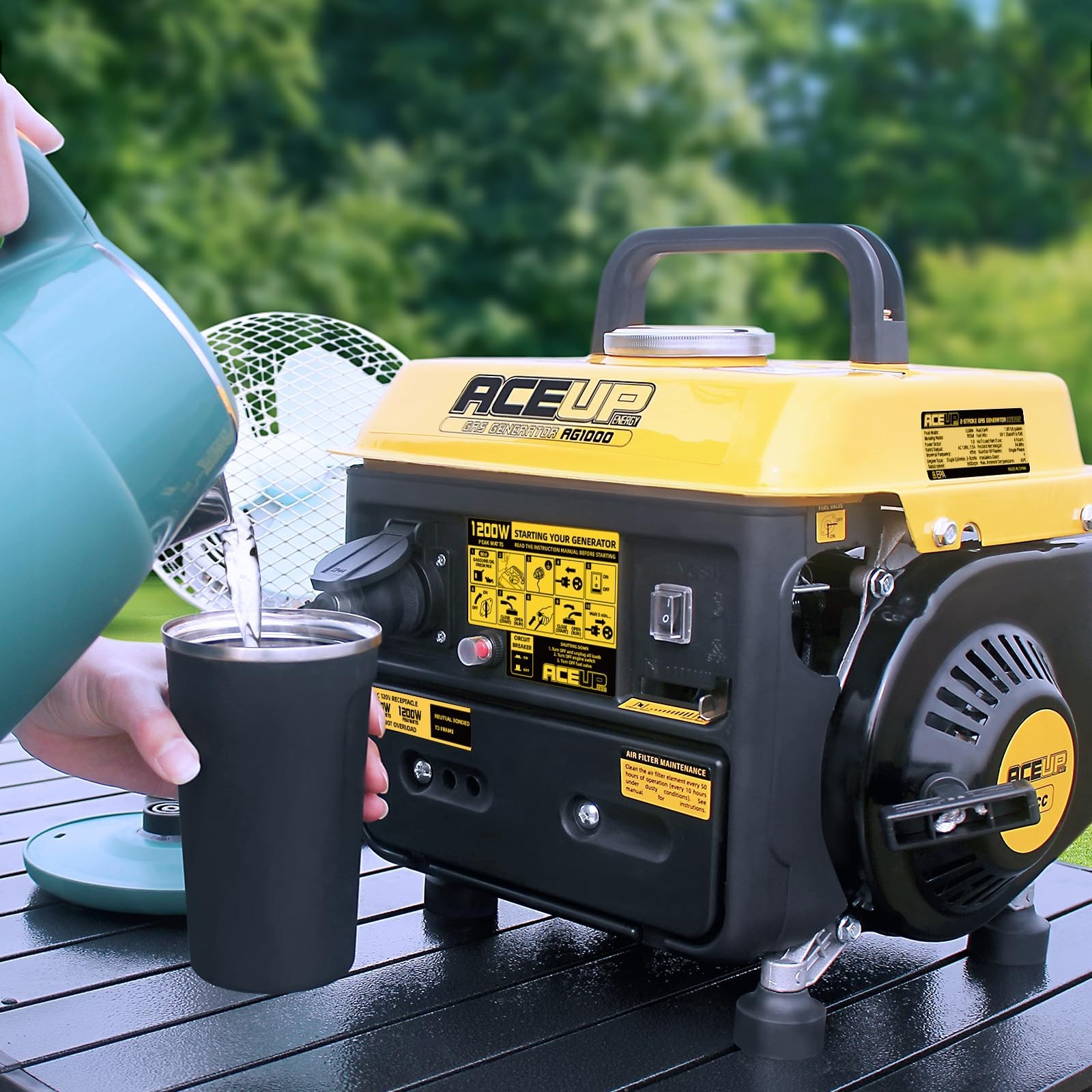 Aceup Energy 1,200W Small Gas Generator, Small Portable Generator EPA & CARB New