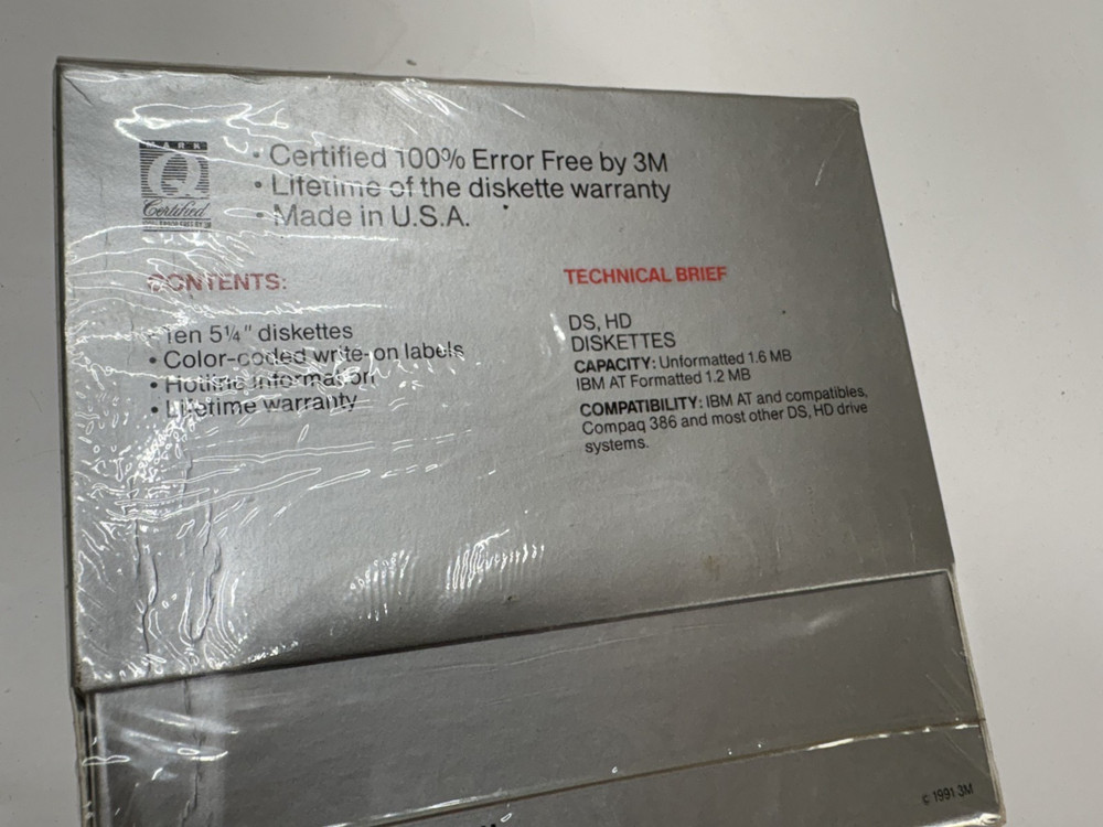 3M DS, HD Double Sided High Density 10 Diskettes 5 1/4 in.