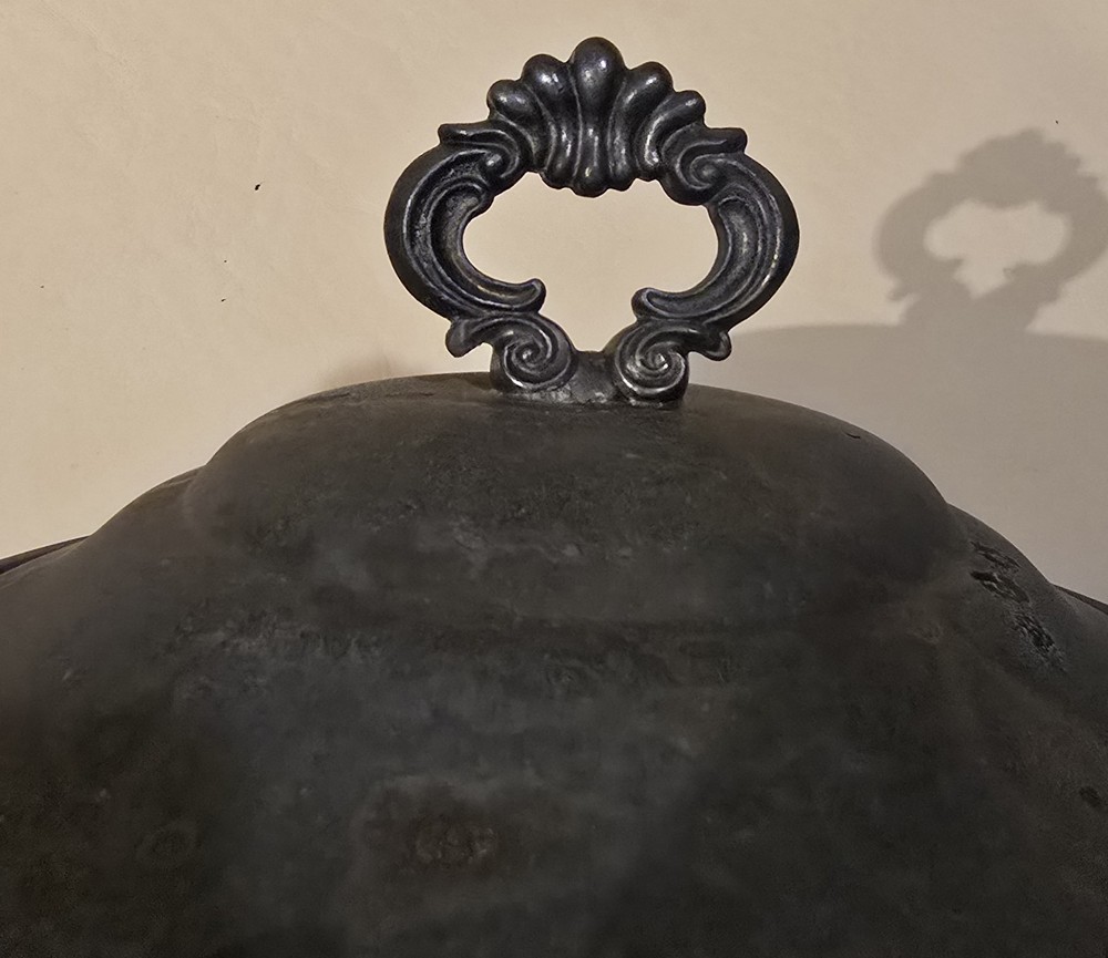 8½" Vintage Silver Plate Lid with Ornate Handle Server Tool