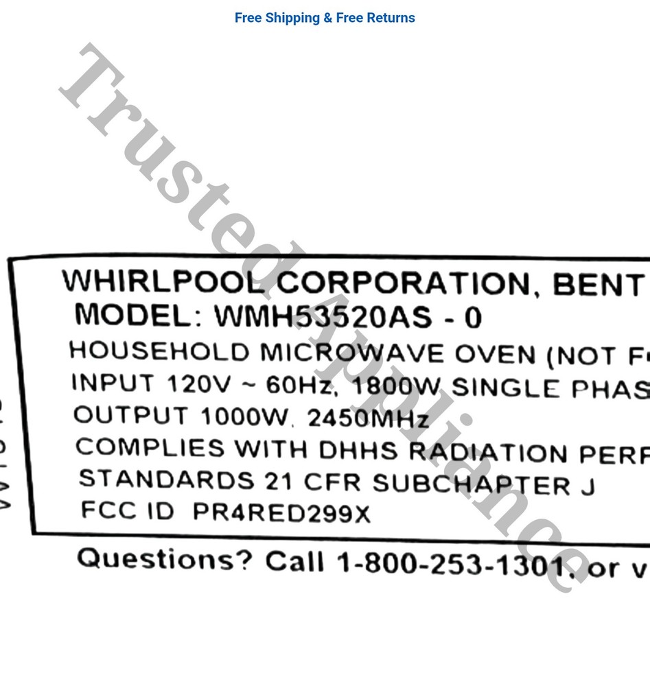 Whirlpool Microwave Control Panel Console W10444525