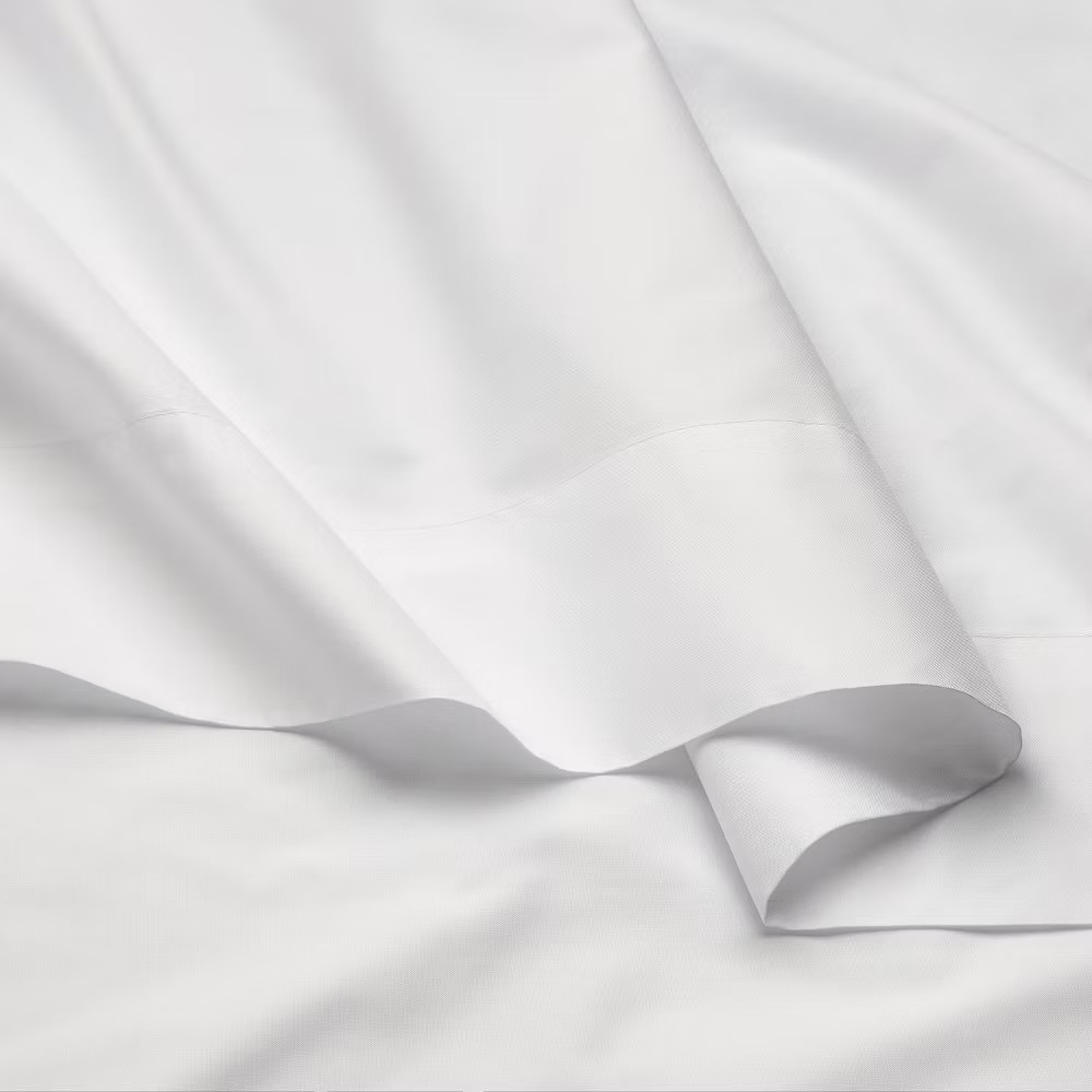King 400 Thread Count Percale Sheet Set White - Casaluna