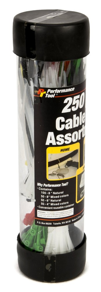 Performance Tool 250pc Cable Tie Assortment (W2918)