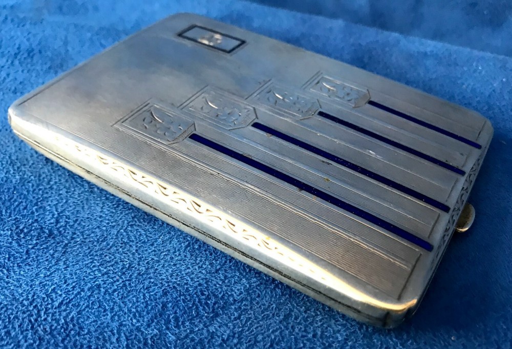 Antique Enamel on Sterling Silver Cigarette Case