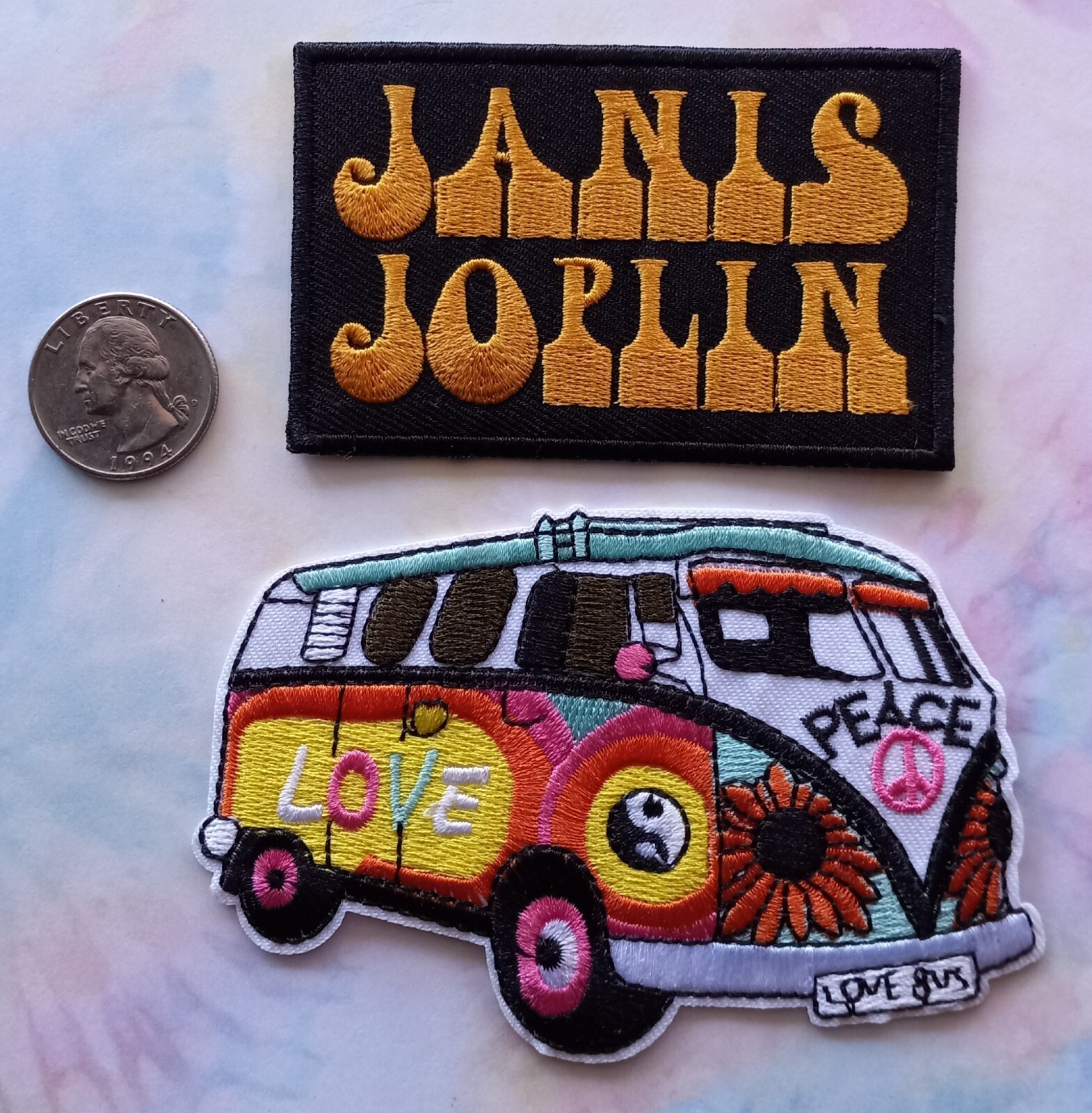 JANIS JOPLIN Rock Music Icon Hippy Love Bus Embroidered Patches Iron on