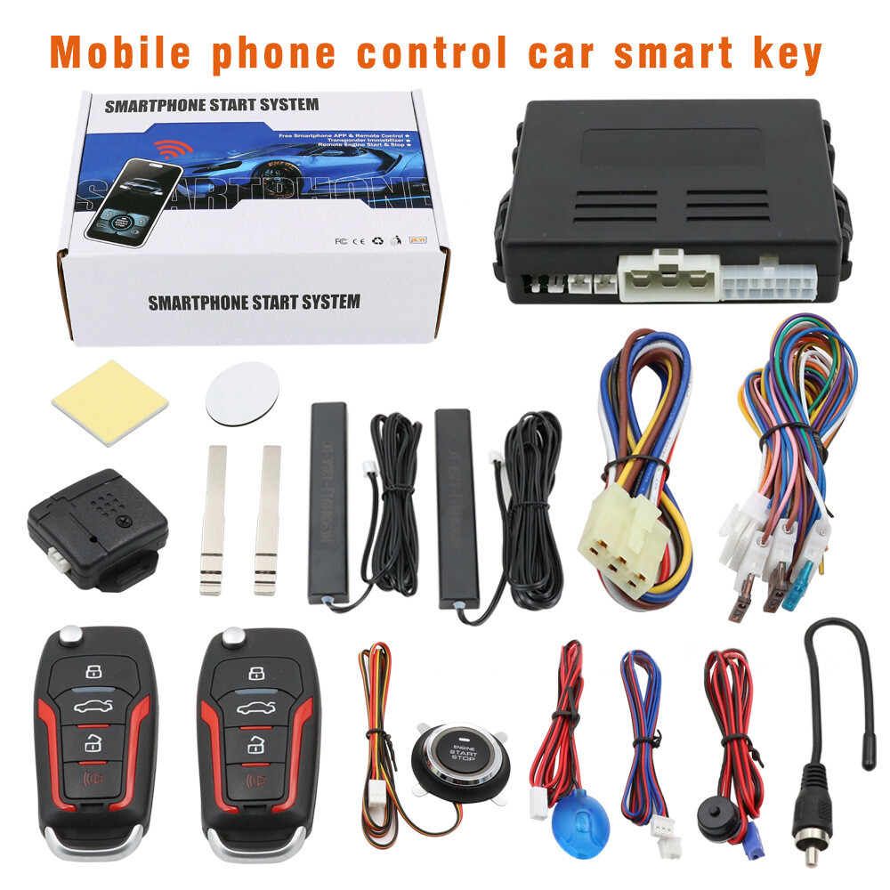 Auto Keyless Entry Engine Start Stop Alarm System Push Button Remote Auto Smart