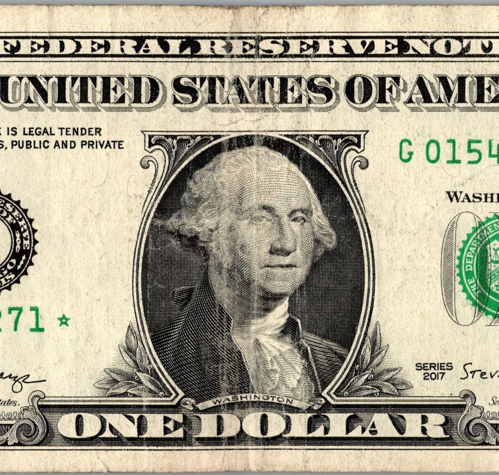 2017 G Star note Fancy Serial Number Regular Run One Dollar Bill