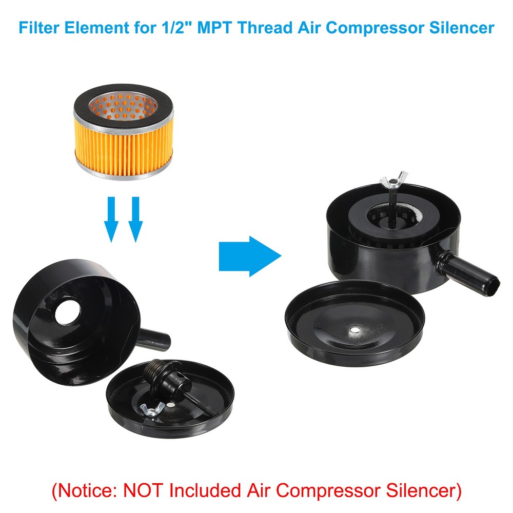 4Pcs 3.2x2 Inch Air Compressor Intake Paper Filter Elements Replacement Yellow