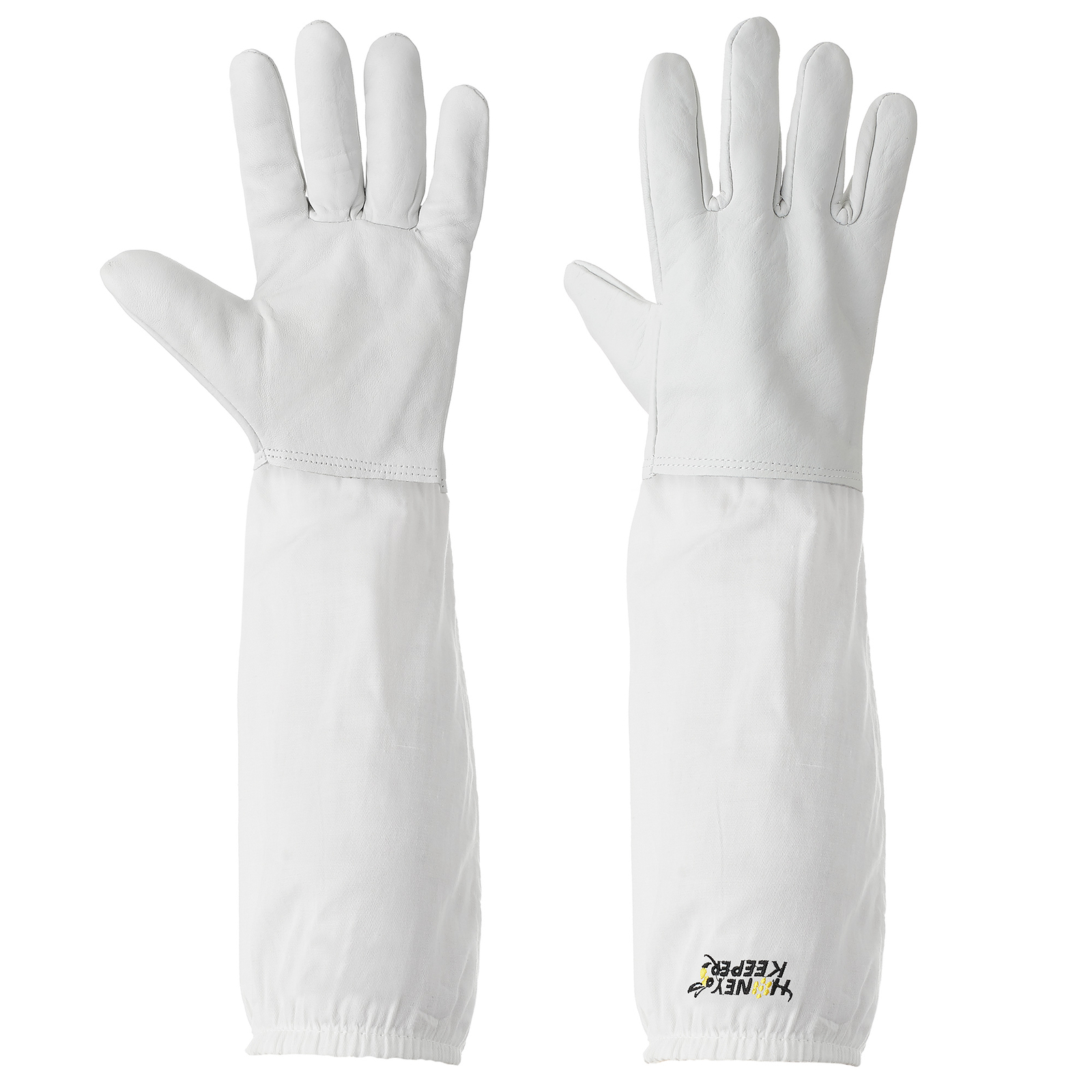 Beekeeping Gloves Goatskin Leather, Canvas Long Sleeves with Elastic Cuff, Sm