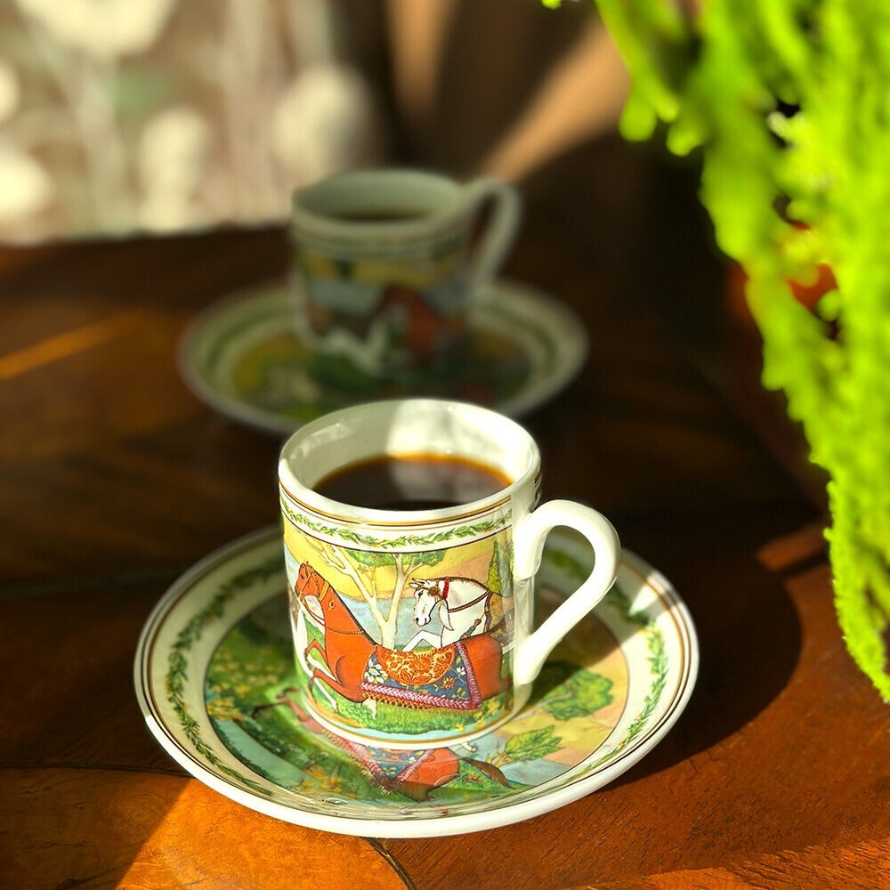 Running Horse Bone China Espresso Cup Set Luxury Demitasse Coffee Cups Set 100ml
