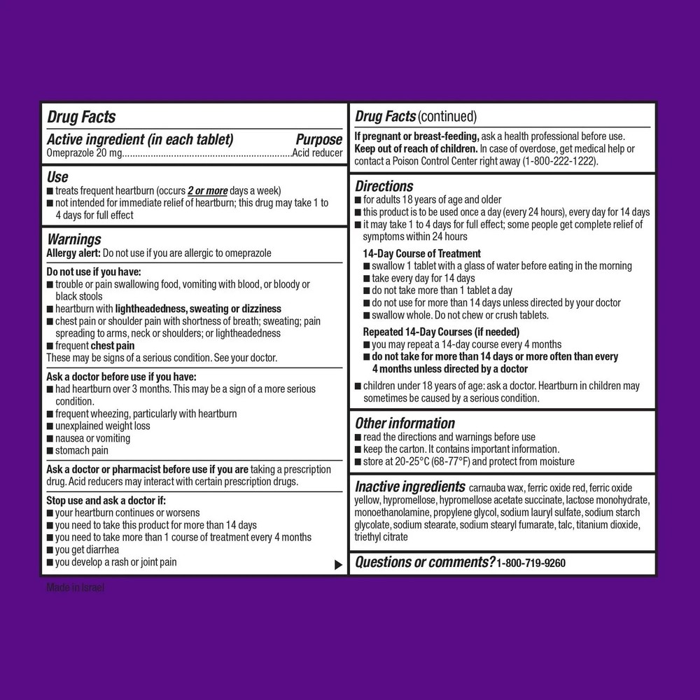(2 Pack) Equate Omeprazole 20mg Delayed Release Acid Reducer Tablets 42 Tablets