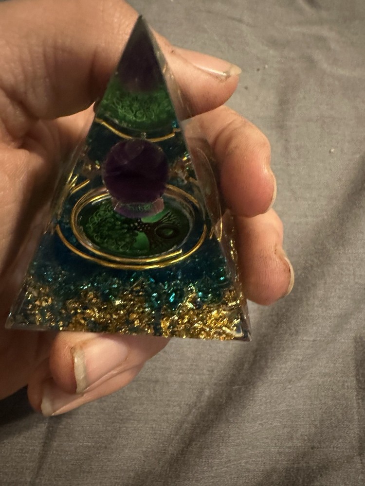 Orgone-Style Resin Pyramid Crystal Healing Decor, Assorted Designs