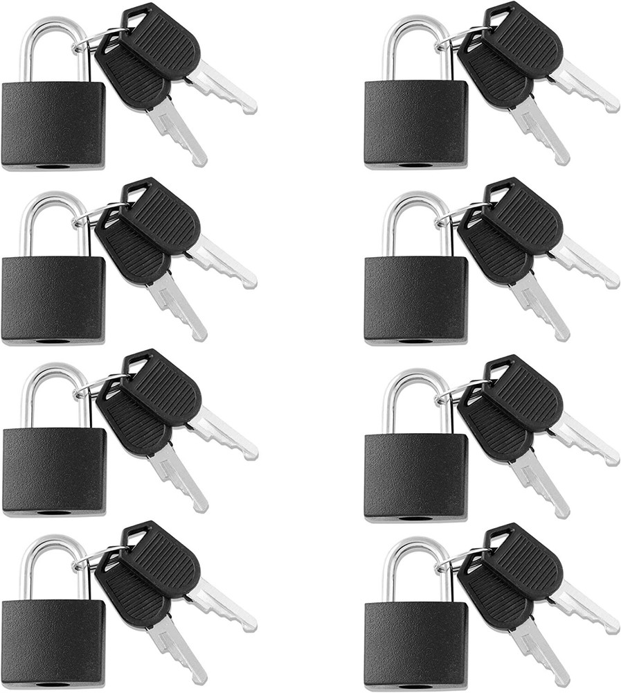 Small Mini Durable ABS Cover Solid Brass Body Individually Keyed Padlock 8pc BLK