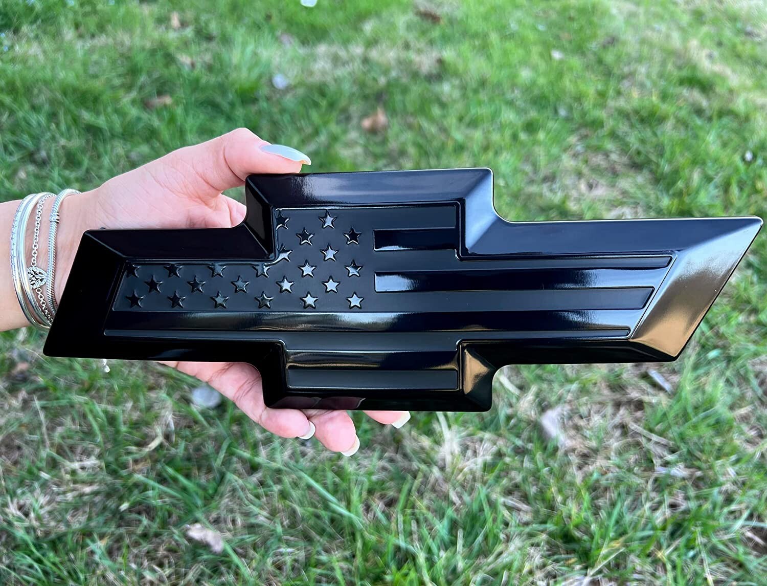 Bowtie Overlay Metal Flag Emblem Compatible with 2022-2024 Silverado 1500