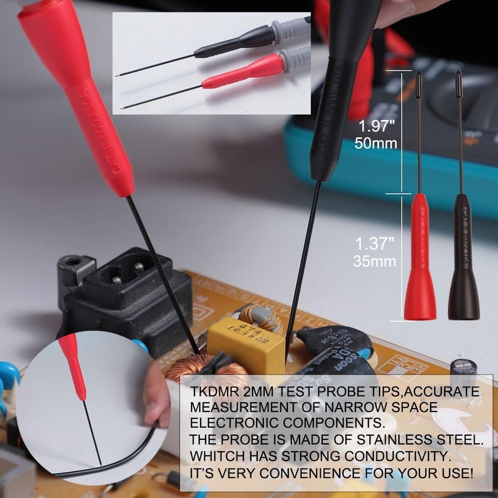 Versatile 19-Pc Electrical Multimeter Lead Set with Soft Grip Probes & Clips