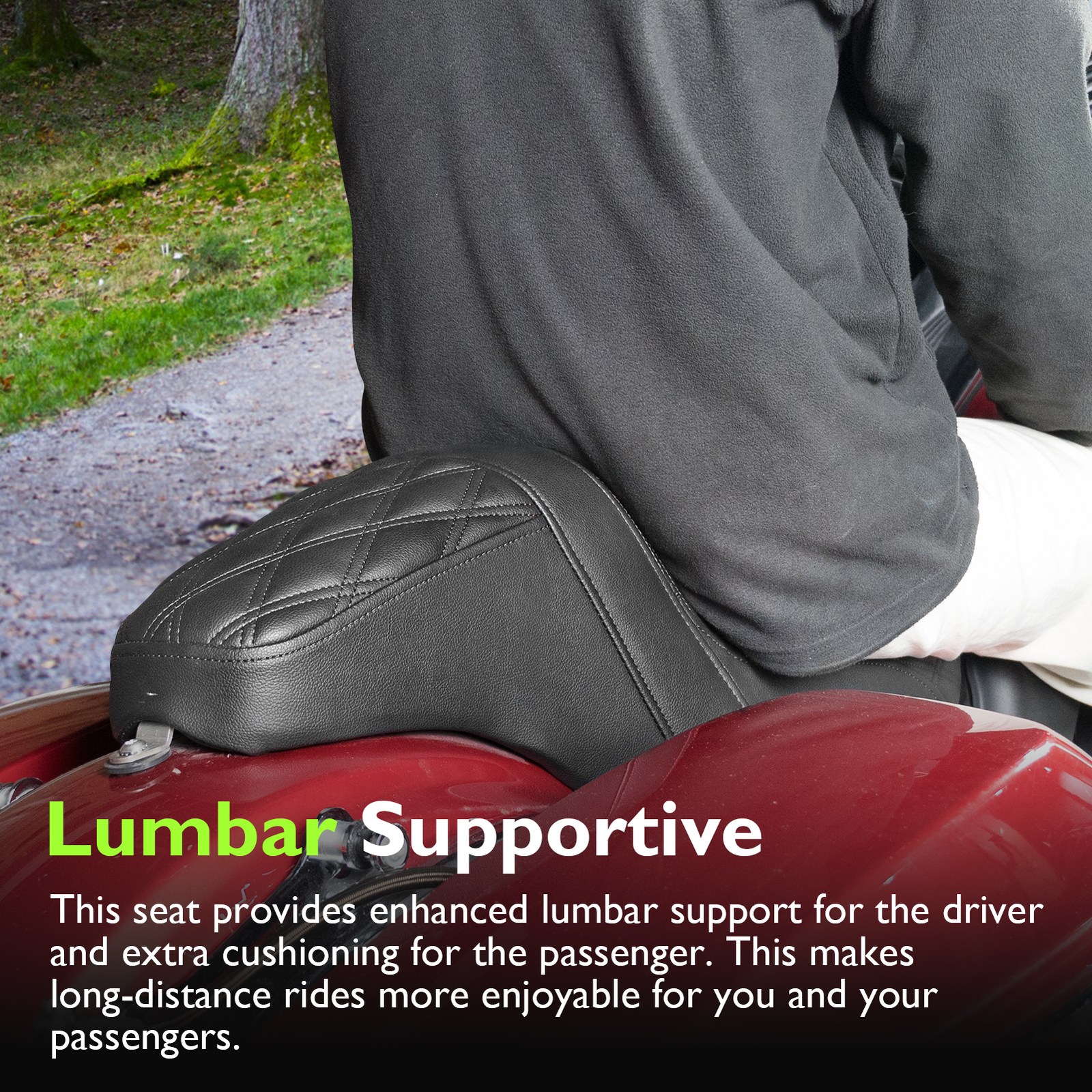 MOFUN Black Double Stitching 2-up Driver Passenger Seat For Harley Touring 08-23