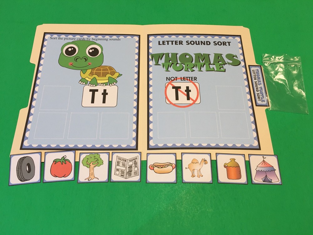 Thomas Turtle - Letter Tt - DIY File Folder game - Printed / Uncut