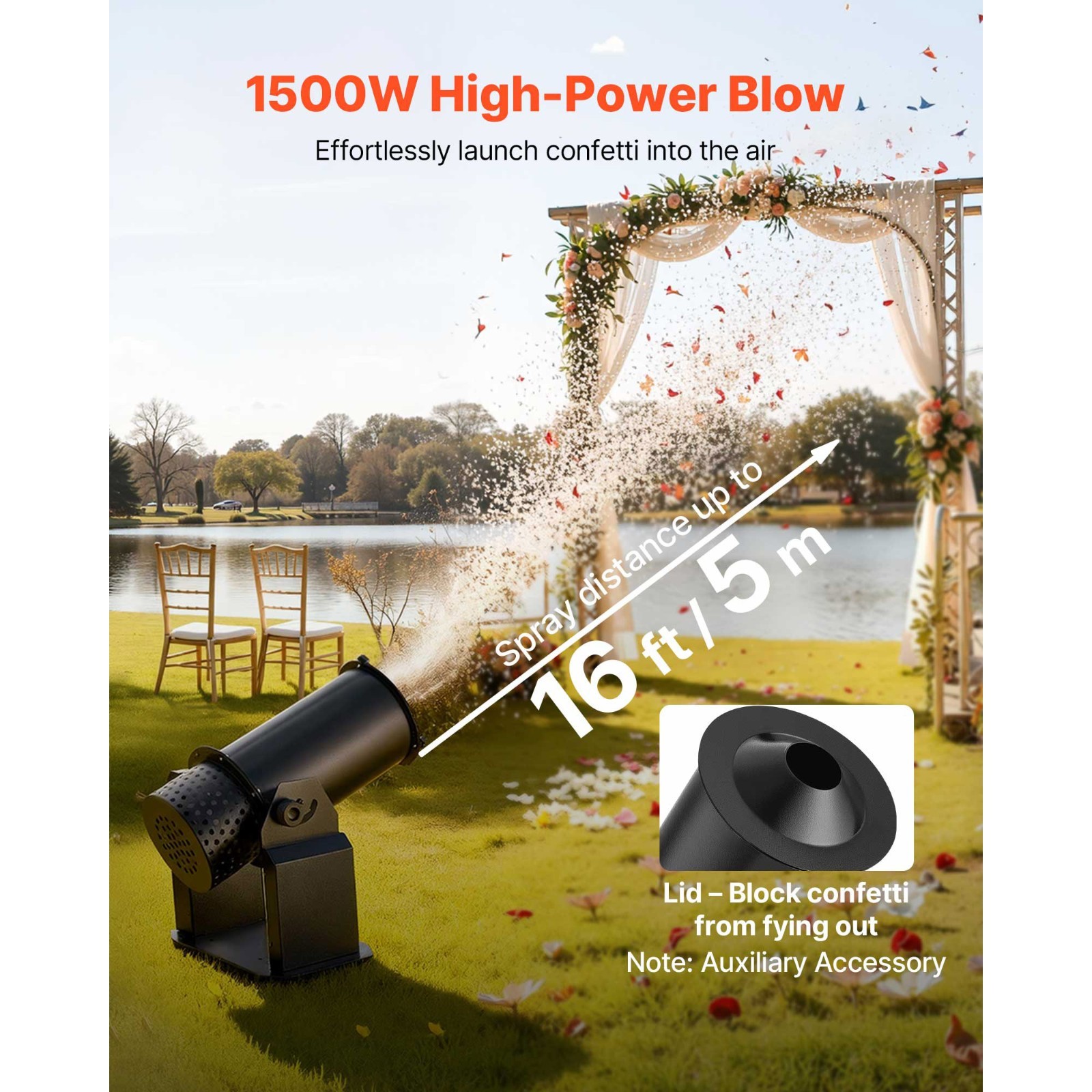 Uimoso 1500W Electric Confetti Machine Confetti Launcher Cannon DMX512 & Remote