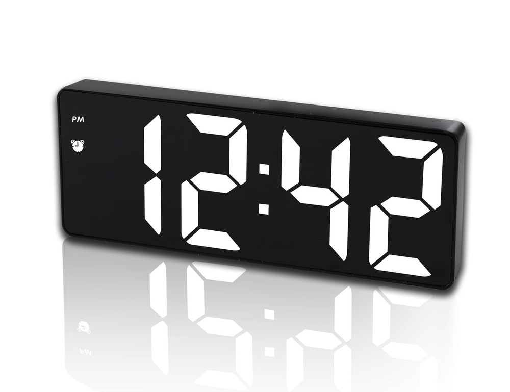 Digital Alarm Clock for Bedroom,Mirror Surface LED Electronic Clocks,Adjustab...