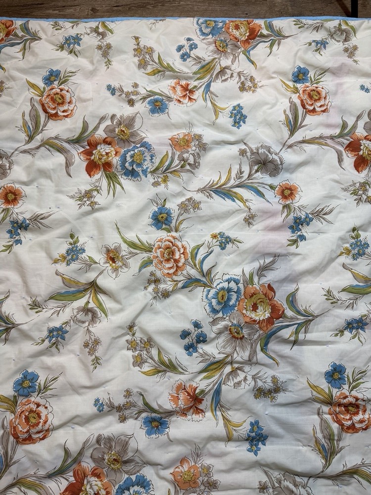 Handmade Rag Quilt Patchwork Tied Multicolor 87x75” Cotton Throw Bedspread