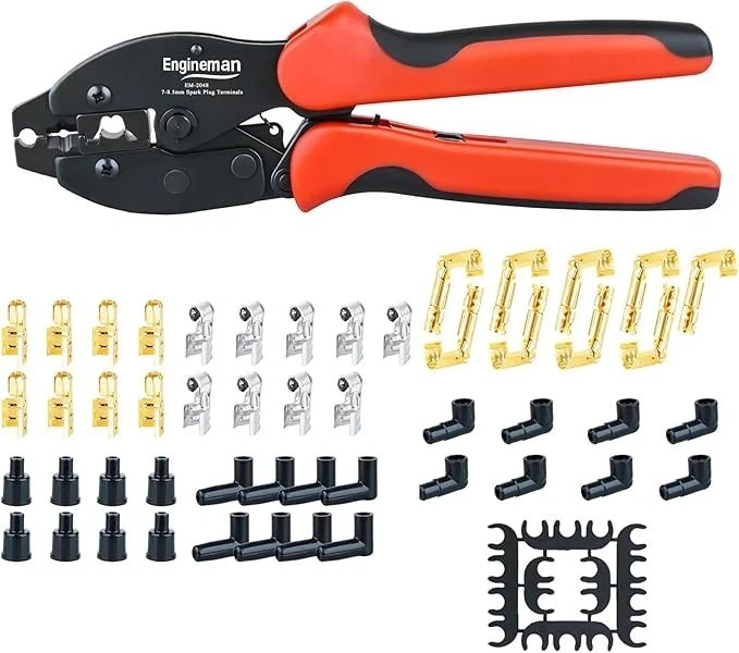 Spark Plug Wire Crimping Tool Kit - 26PCS Crimper with Terminals & Boots