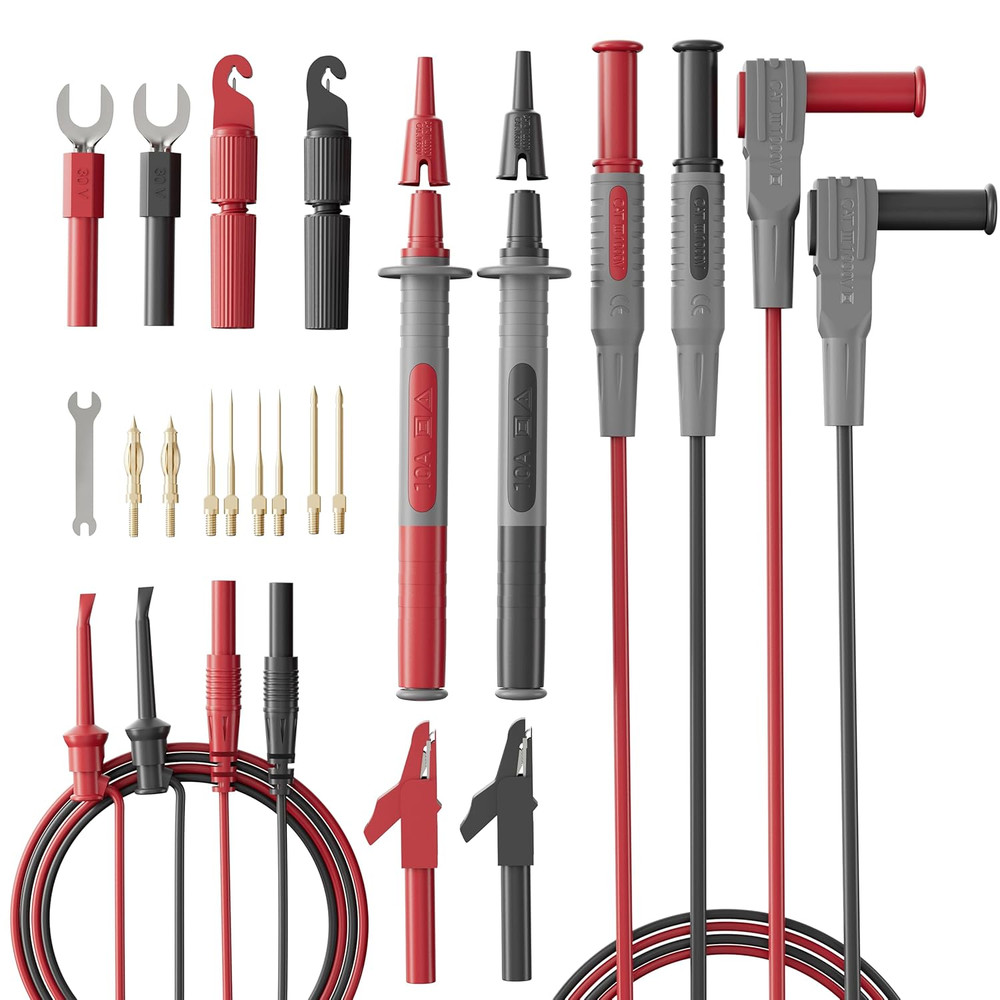 25-Piece Silicone Multimeter Test Lead & Back Probe Kit - Premium Modular Volt M